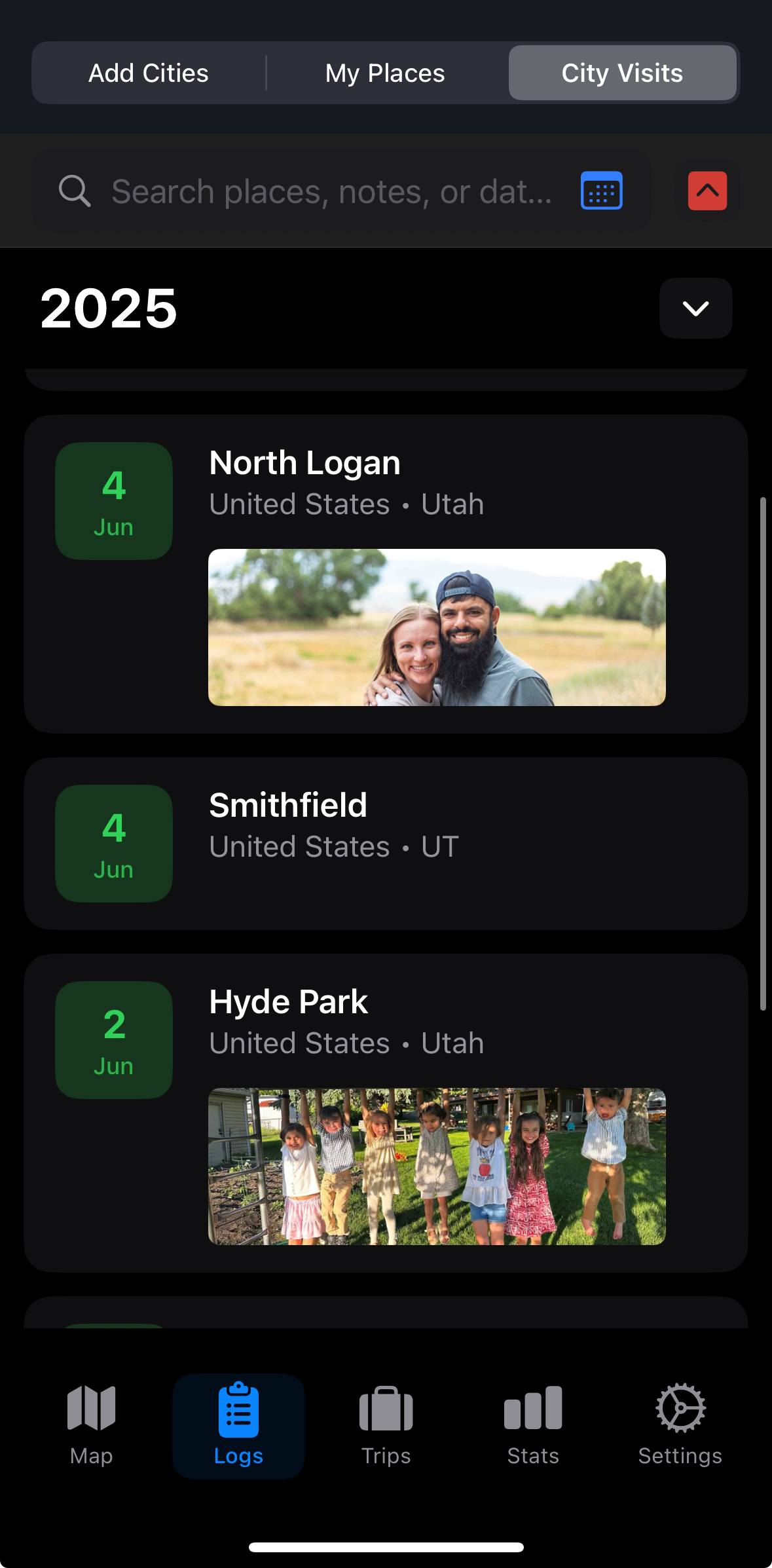 TrekPins app showing main map interface on iPhone